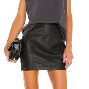 NWT Free People Modern Femme Faux Leather Skirt in Black